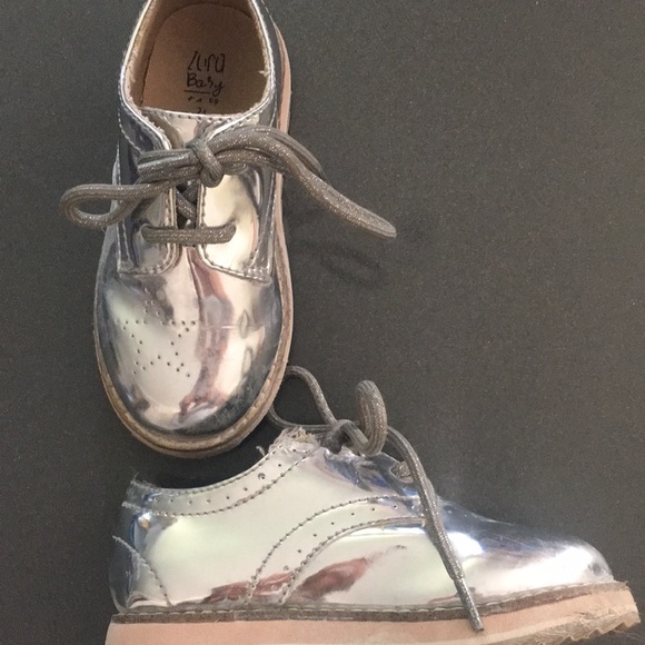 Zara Other - Silver Zara lace ups size 23 toddler 7/8